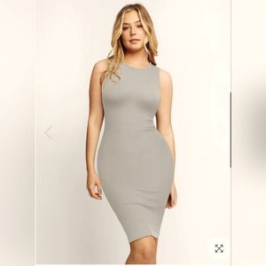 Popilush Crew Neck Midi Dress Grey